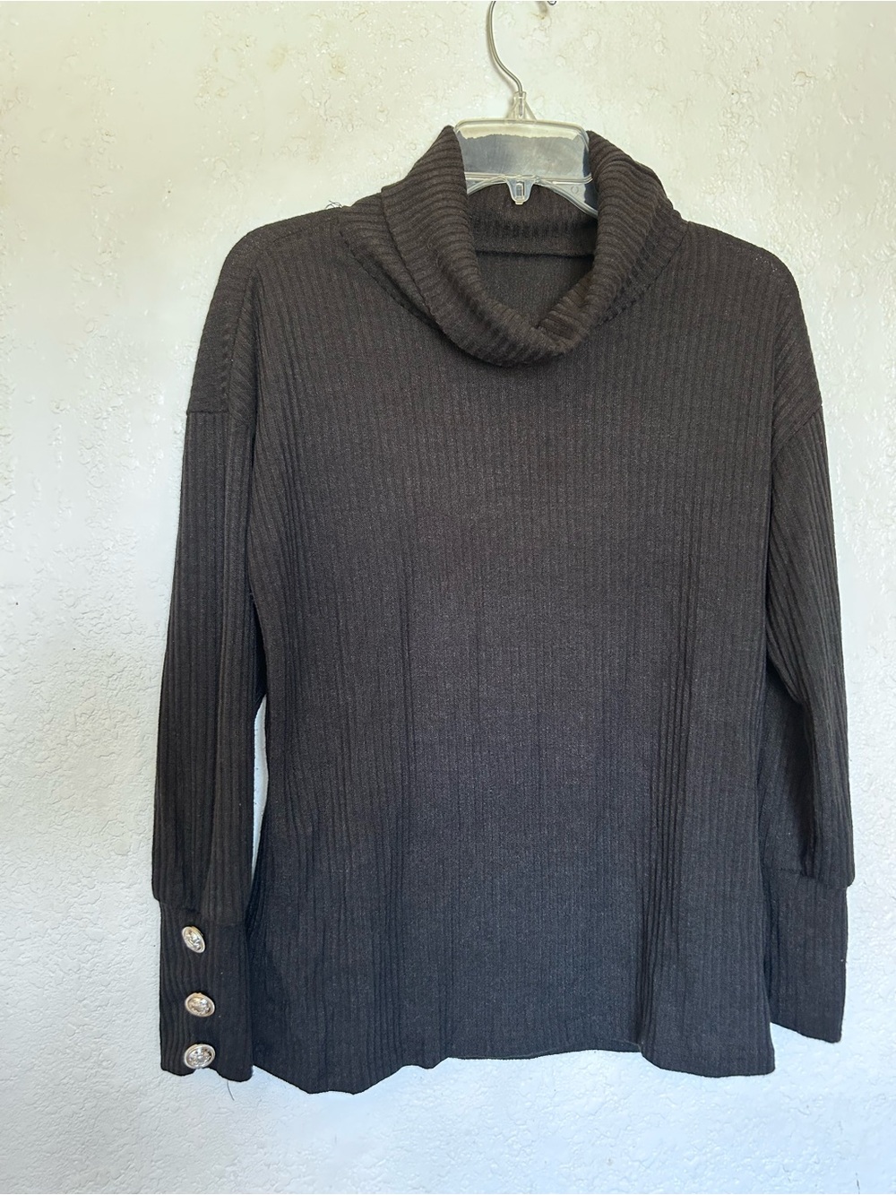 New Women's Ribbed Turtleneck Cotton Sweater in Black.